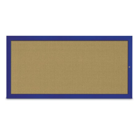 United Visual Products Slim Enclosed Corkboard, 24"x36", Satin Alum Frame/Buff UVEB2436-SATIN-BUFF